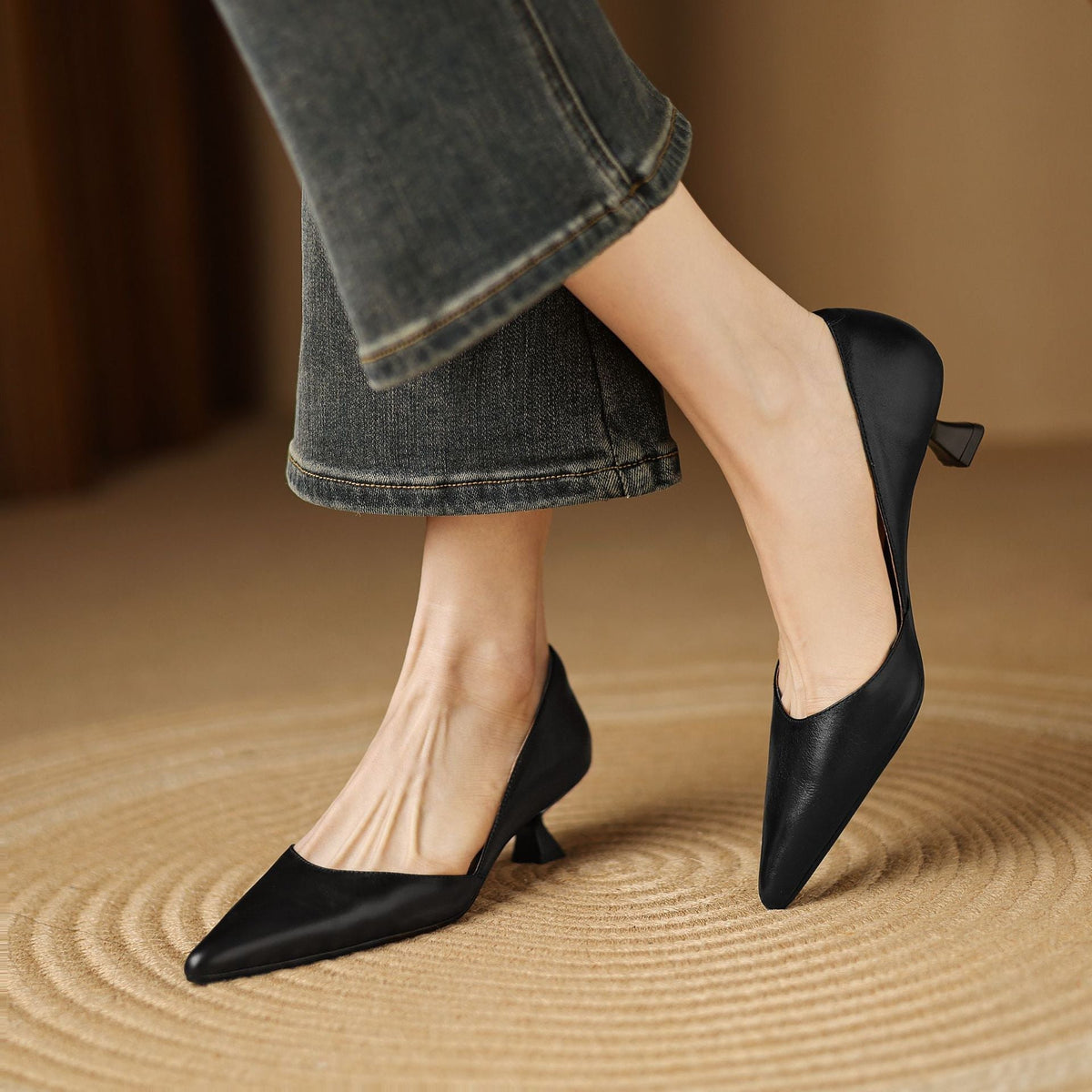 Ceyra Leather Kitten Heels - Rosalie and Grace