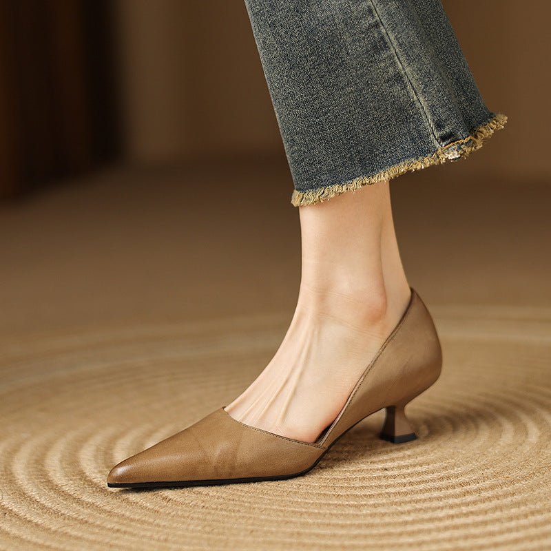 Ceyra Leather Kitten Heels - Rosalie and Grace
