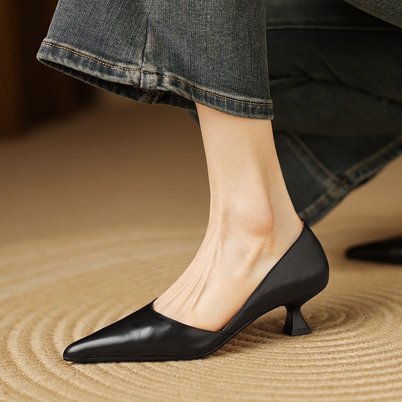Ceyra Leather Kitten Heels - Rosalie and Grace