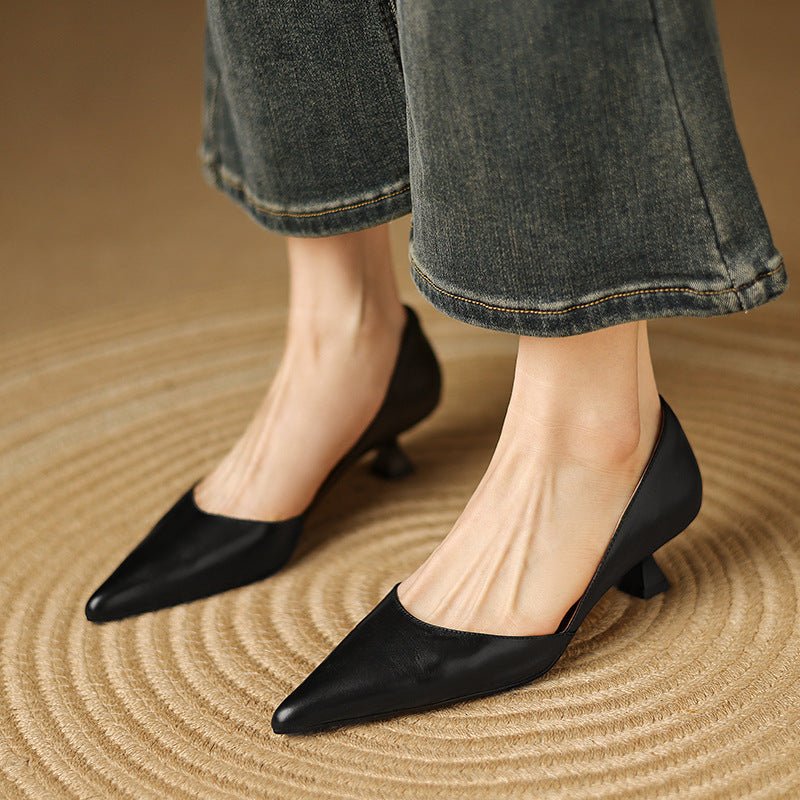 Ceyra Leather Kitten Heels - Rosalie and Grace
