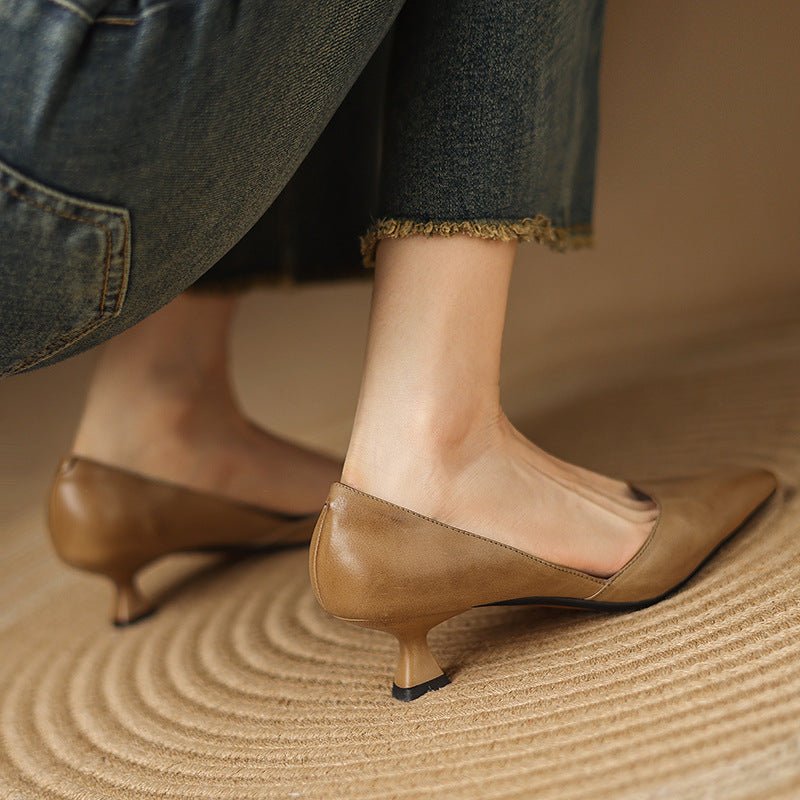 Ceyra Leather Kitten Heels - Rosalie and Grace