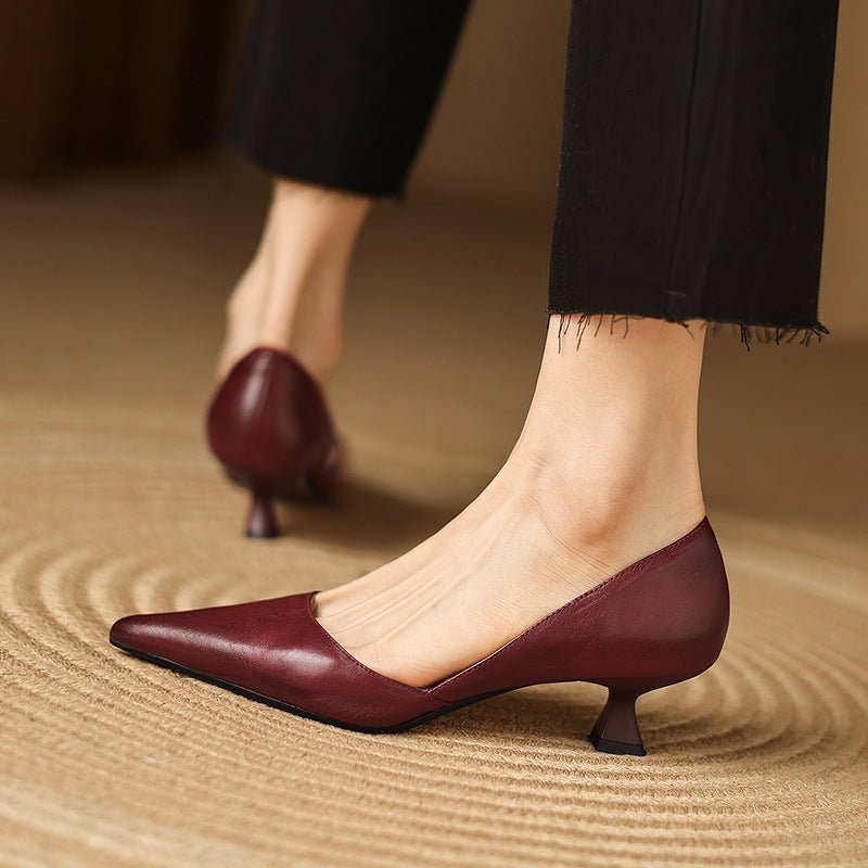 Ceyra Leather Kitten Heels - Rosalie and Grace