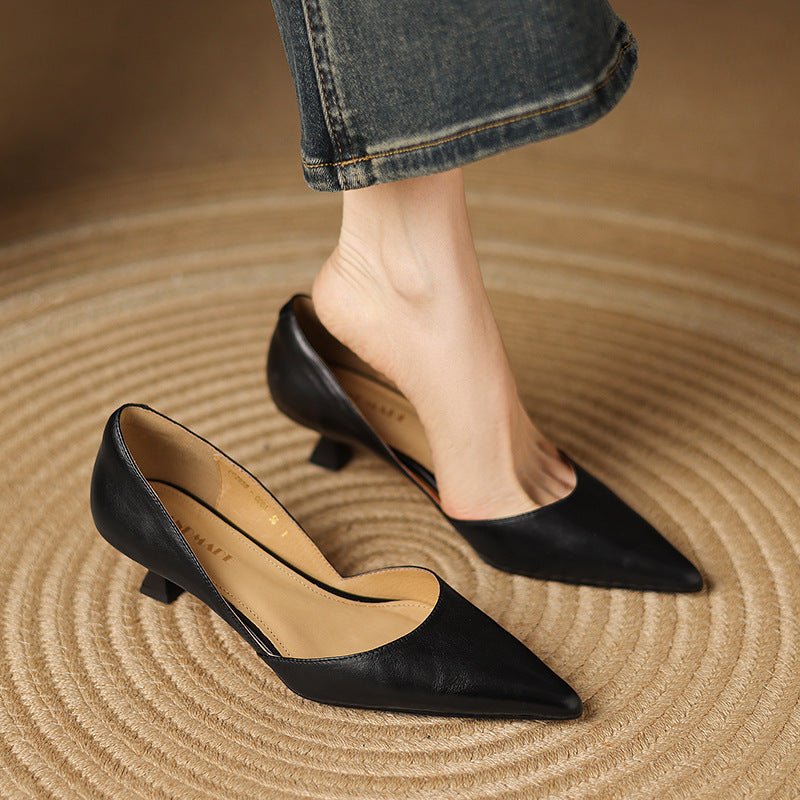 Ceyra Leather Kitten Heels - Rosalie and Grace