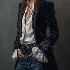 Chantelle™ Elegant Embroidered Long Blazer - Rosalie and Grace