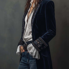 Chantelle™ Elegant Embroidered Long Blazer - Rosalie and Grace