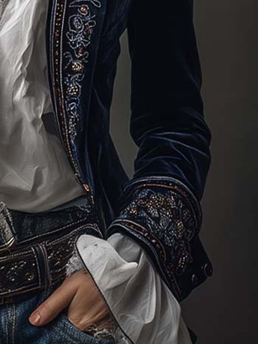 Chantelle™ Elegant Embroidered Long Blazer - Rosalie and Grace