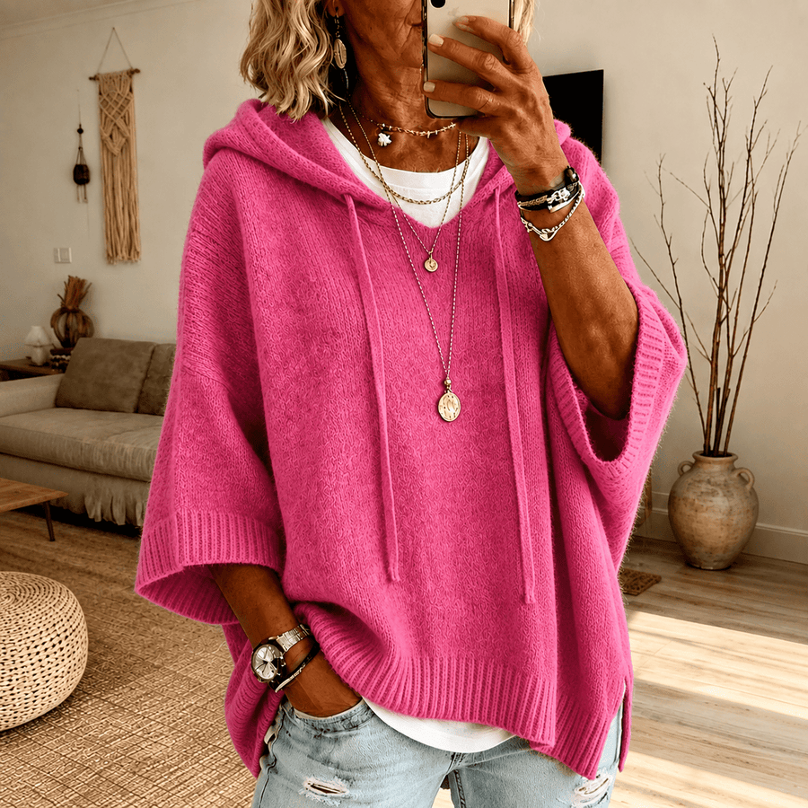 Chloe Hooded Poncho Sweater – Pink - Rosalie and Grace