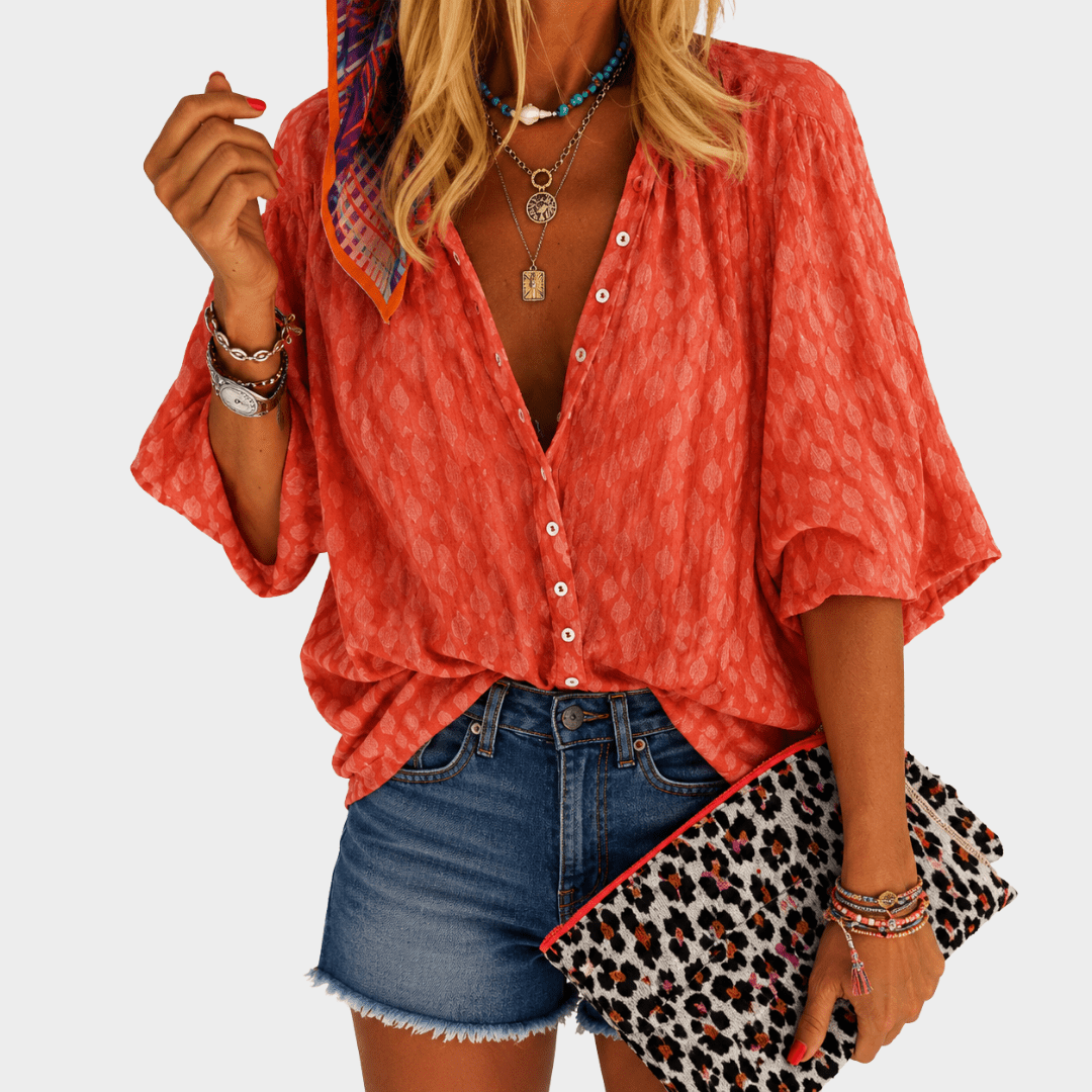 Coral Breeze Button Blouse - Rosalie and Grace