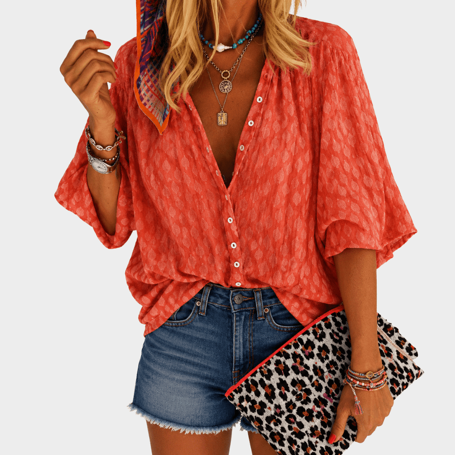 Coral Breeze Button Blouse - Rosalie and Grace