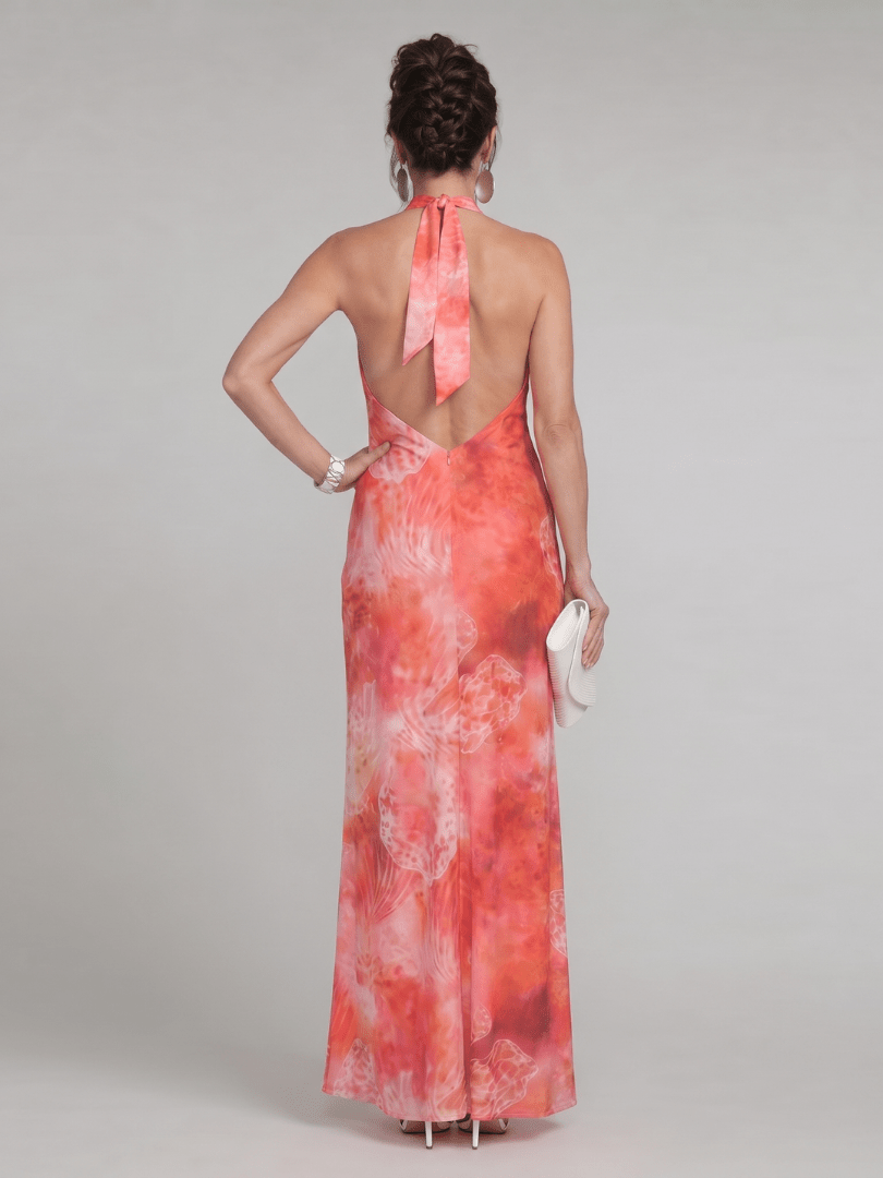 Coraline™ | Halter Neck Printed Pattern Maxi Dress - Rosalie and Grace