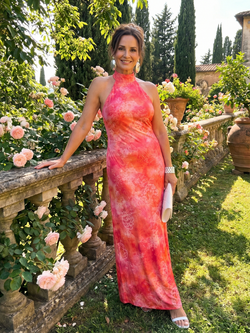 Coraline™ | Halter Neck Printed Pattern Maxi Dress - Rosalie and Grace