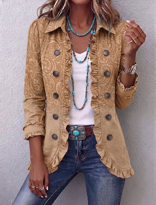 Crestelle™ | Western Pattern Print Ruffle Jacket - Rosalie and Grace