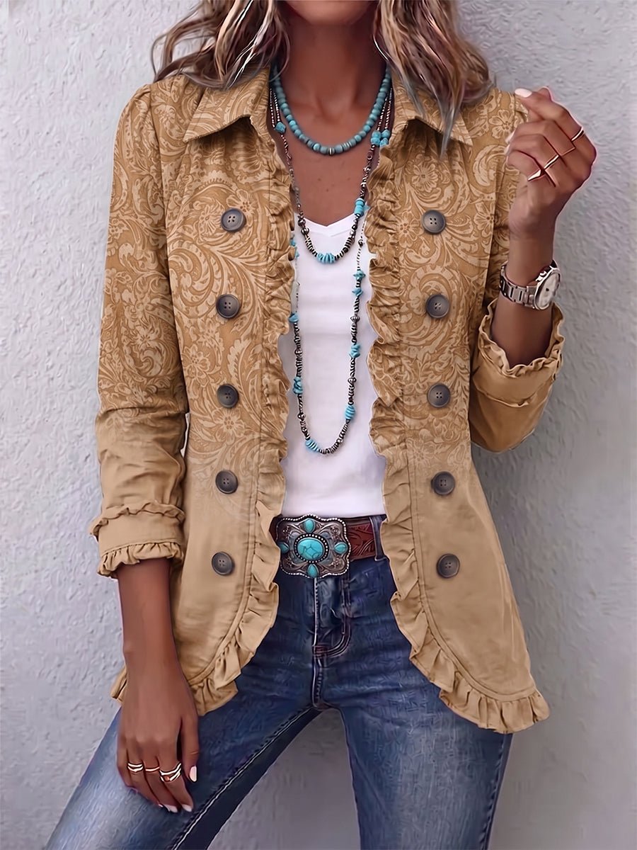 Crestelle™ | Western Pattern Print Ruffle Jacket - Rosalie and Grace