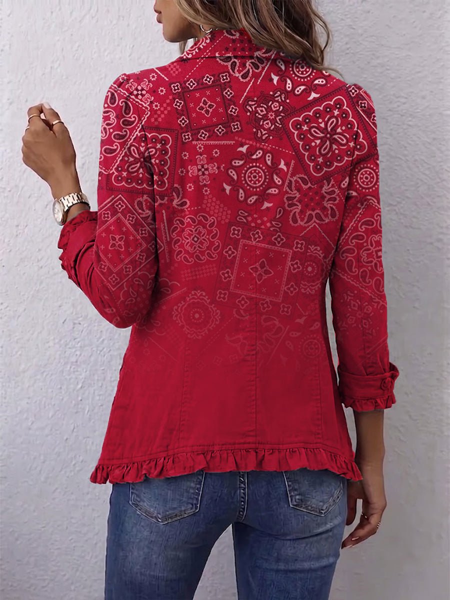 Criselle™ | Bohemian Paisley Ombre Print Ruffled Jacket - Rosalie and Grace