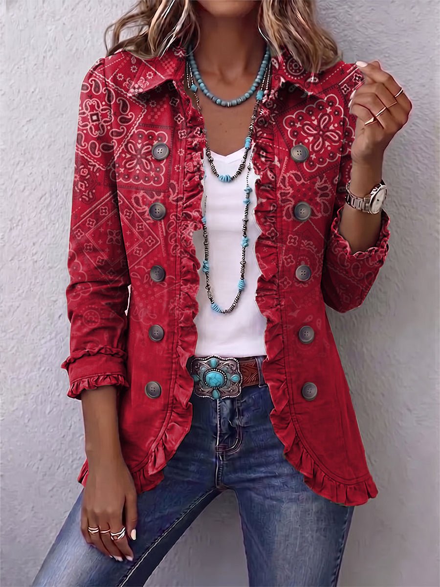 Criselle™ | Bohemian Paisley Ombre Print Ruffled Jacket - Rosalie and Grace