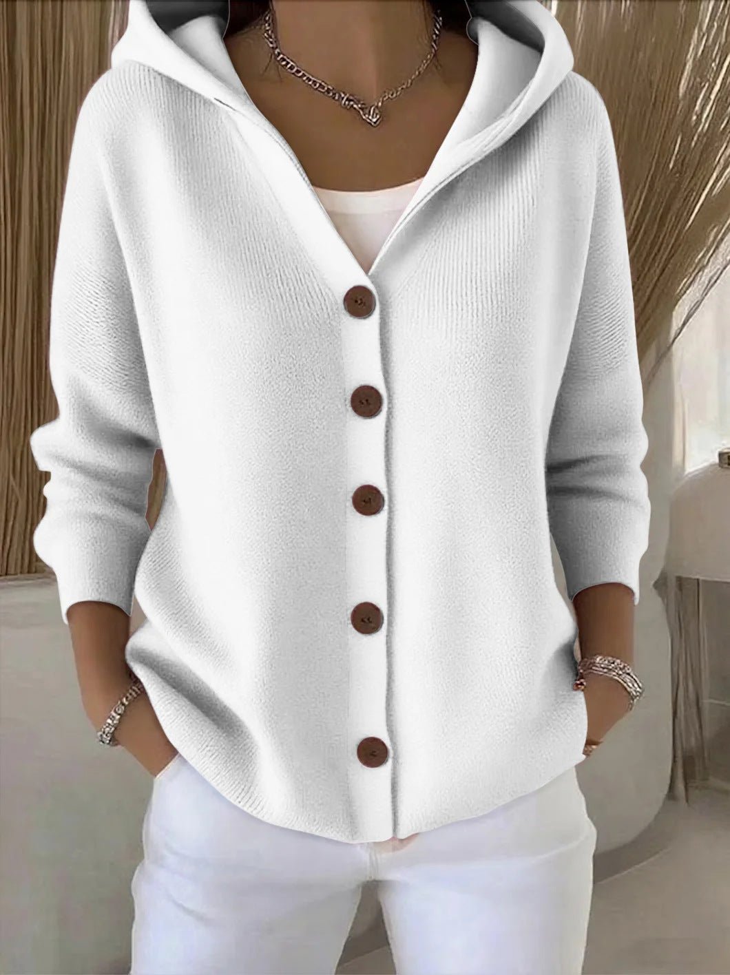 Darienne™ | Hooded Button-Up Knit Cardigan - Rosalie and Grace