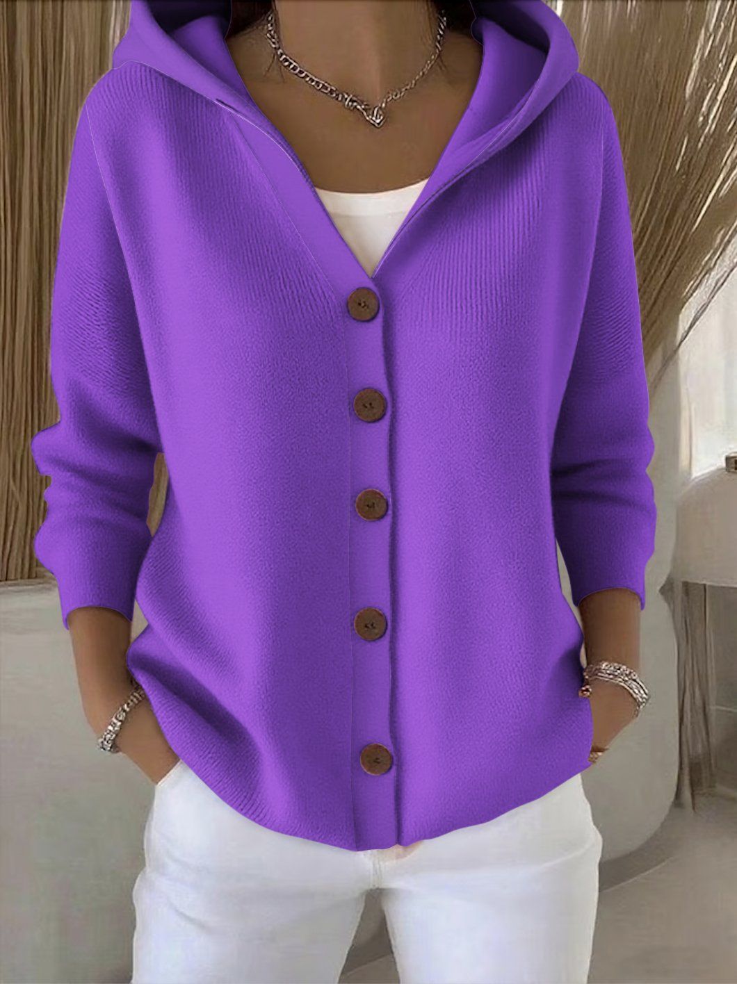 Darienne™ | Hooded Button-Up Knit Cardigan - Rosalie and Grace