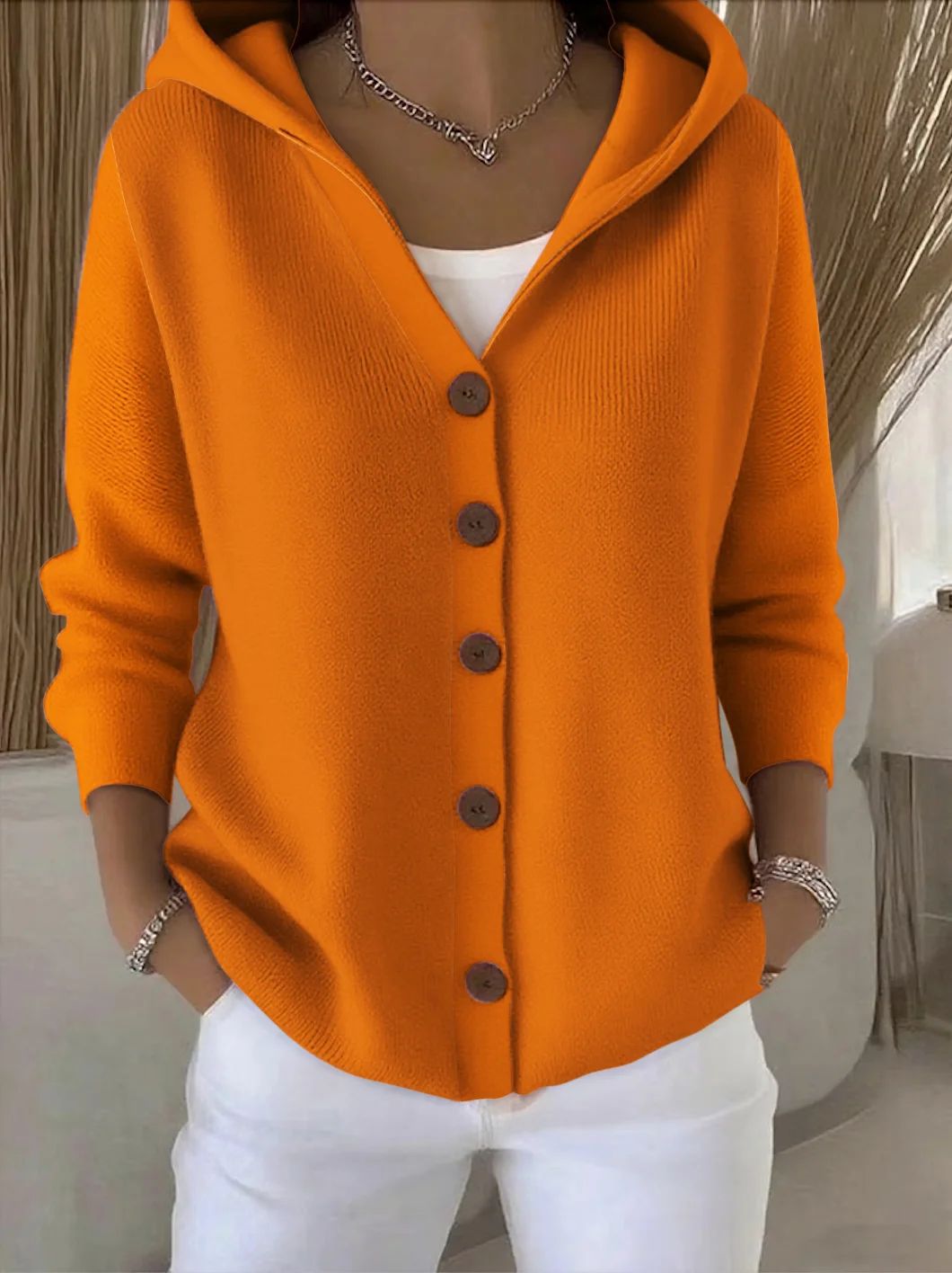 Darienne™ | Hooded Button-Up Knit Cardigan - Rosalie and Grace