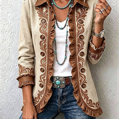 Dawncroft™ | Vintage Bohemian Floral Ruffled Jacket - Rosalie and Grace