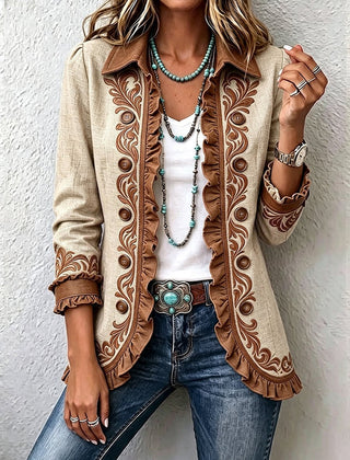 Dawncroft™ | Vintage Bohemian Floral Ruffled Jacket - Rosalie and Grace