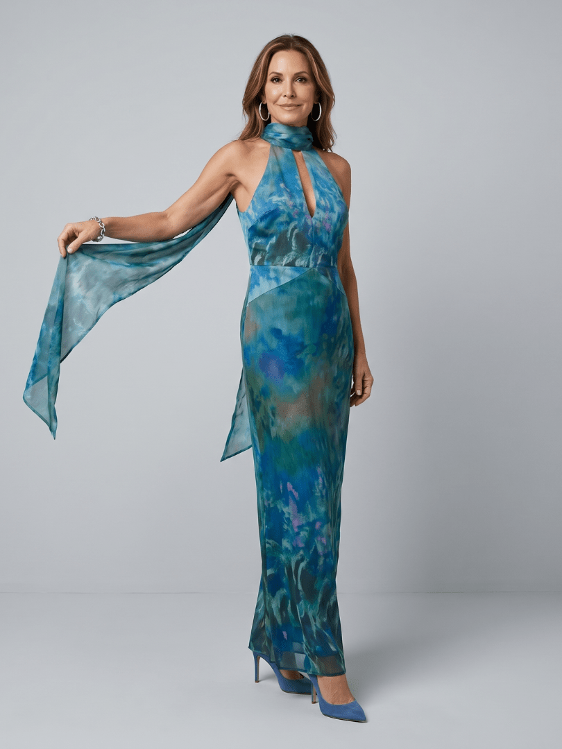 Dora™ | Keyhole Halter Sleeveless Maxi Dress - Rosalie and Grace