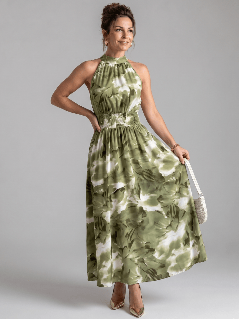 Dottie™ | Gathered Waist Abstract Print Midi Dress - Rosalie and Grace