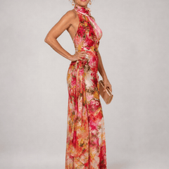 Elisabetta™ | Halter Neck Floral Print Maxi Dress - Rosalie and Grace