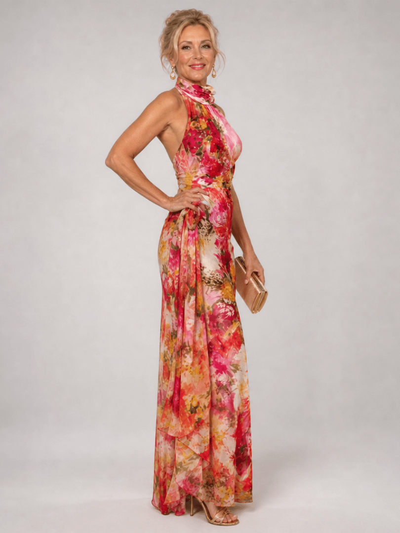 Elisabetta™ | Halter Neck Floral Print Maxi Dress - Rosalie and Grace