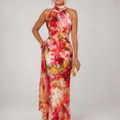 Elisabetta™ | Halter Neck Floral Print Maxi Dress - Rosalie and Grace
