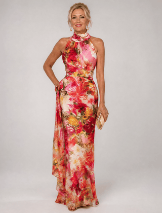 Elisabetta™ | Halter Neck Floral Print Maxi Dress - Rosalie and Grace