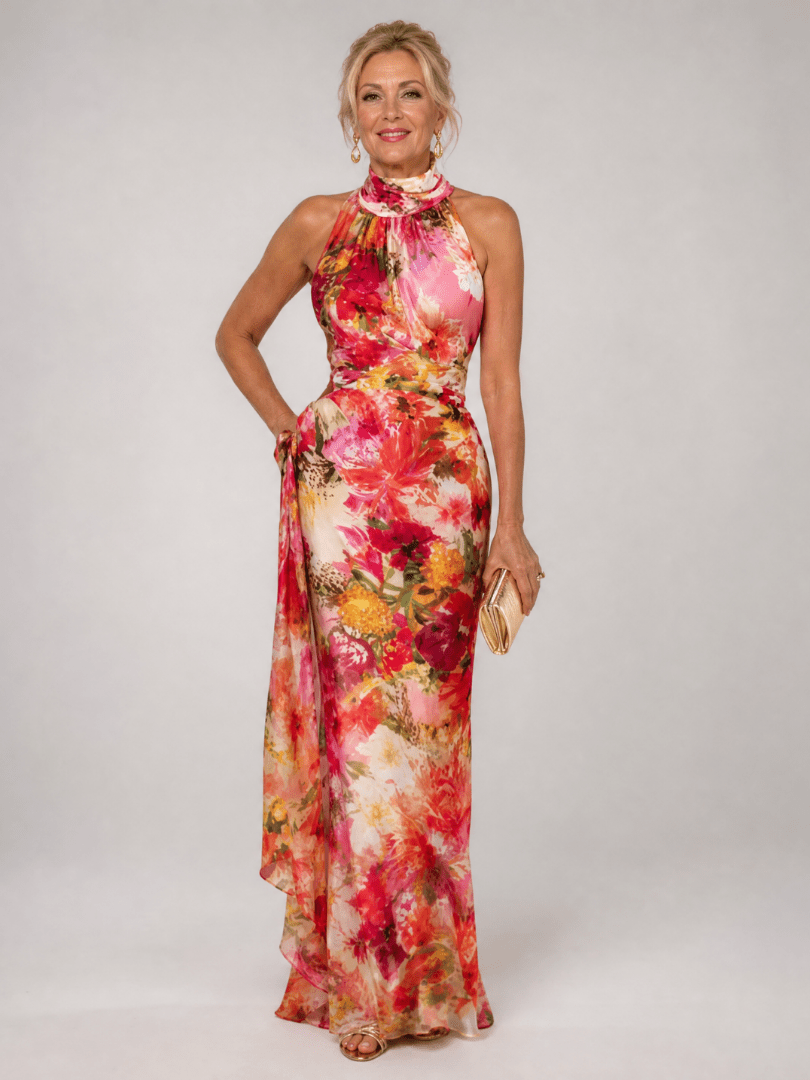Elisabetta™ | Halter Neck Floral Print Maxi Dress - Rosalie and Grace