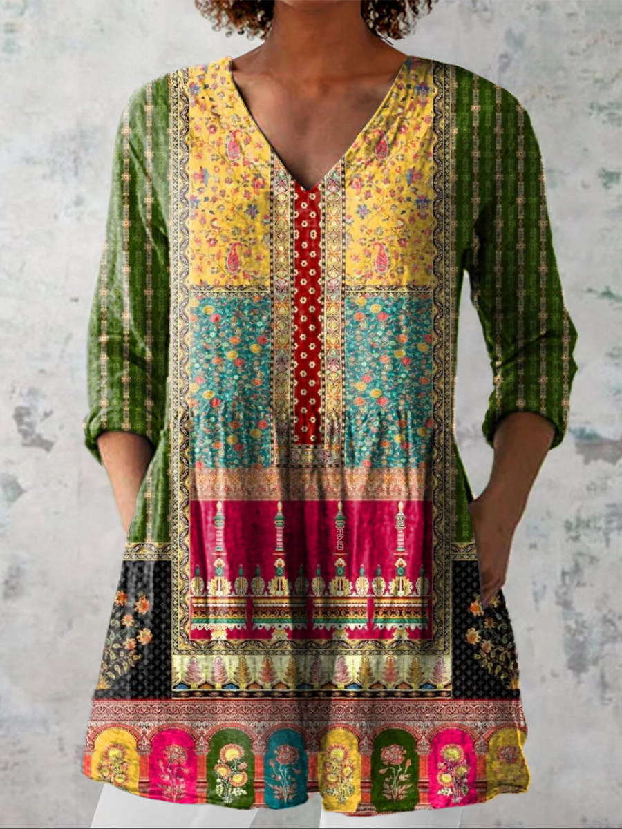 Emilie | Long Blouse with V-Neck - Rosalie and Grace