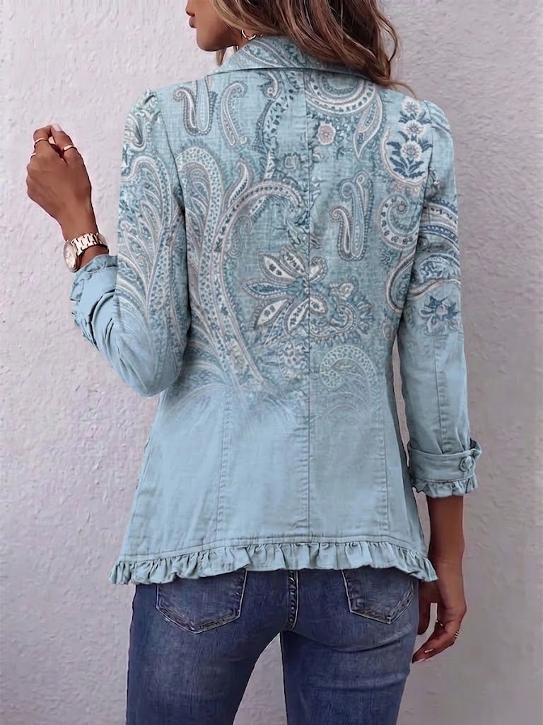 Estrella™ | Vintage Paisley Print Ruffled Jacket - Rosalie and Grace