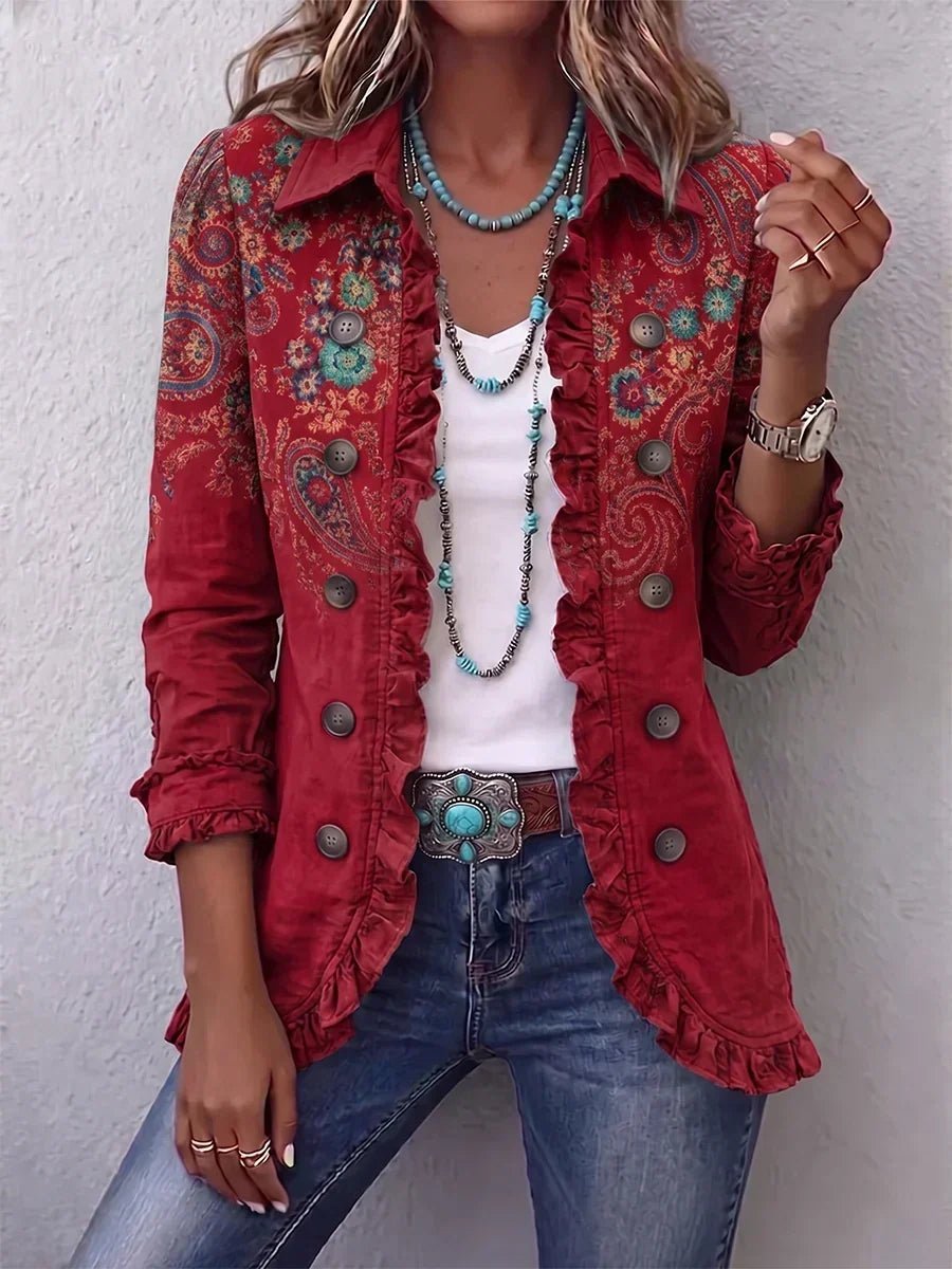 Fayrene™ | Bohemian Paisley Ruffle Jacket - Rosalie and Grace