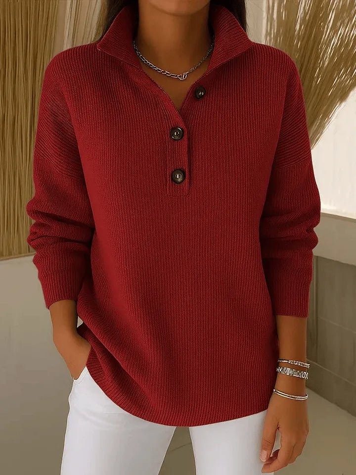 Florence™ | V-Neck Polo Sweater - Rosalie and Grace