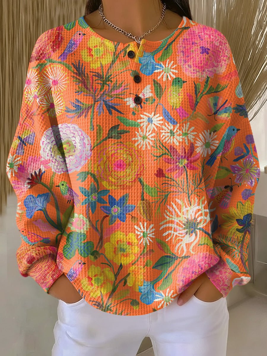 Freja | Sweater with Colorful Floral Print - Rosalie and Grace