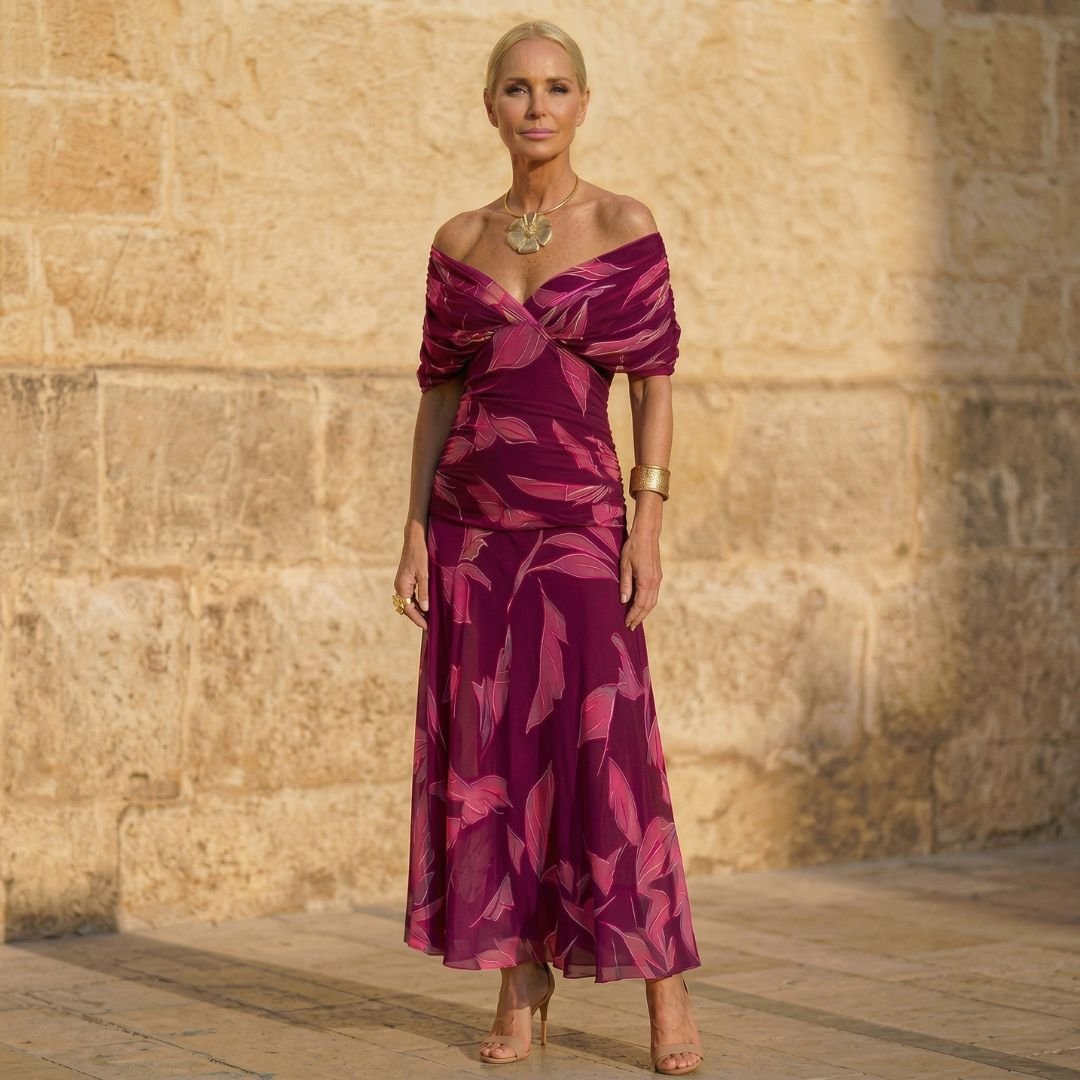 Gemma™ | Elegant Dress with Leaves - Rosalie and Grace