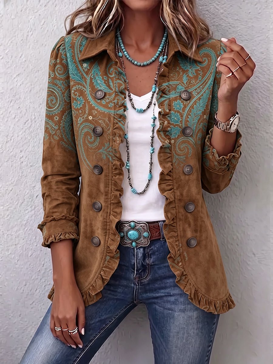 Goldenridge™ | Paisley Print Ruffle Jacket - Rosalie and Grace