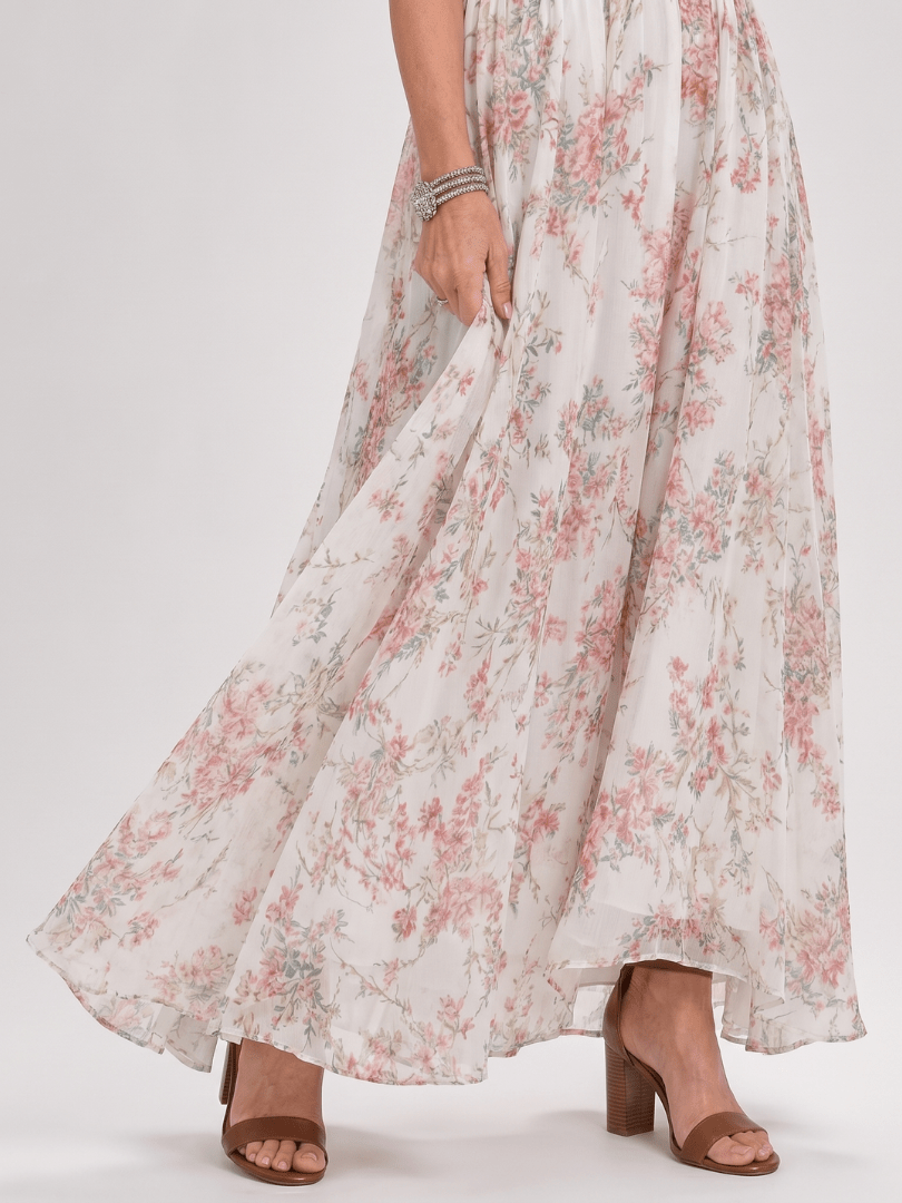 Guinevere™ | Floral Print Flowing Skirt Midi Dress - Rosalie and Grace