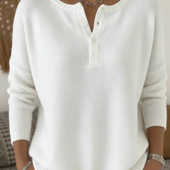 Helena™ | Henley Button-Up Knit Sweater - Rosalie and Grace