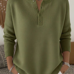 Helena™ | Henley Button-Up Knit Sweater - Rosalie and Grace