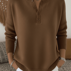 Helena™ | Henley Button-Up Knit Sweater - Rosalie and Grace