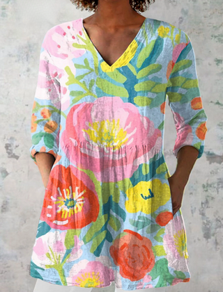 Helene | Long Blouse with V-Neck - Rosalie and Grace