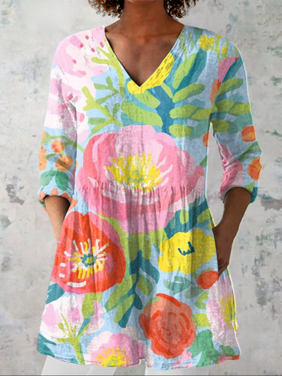 Helene | Long Blouse with V-Neck - Rosalie and Grace