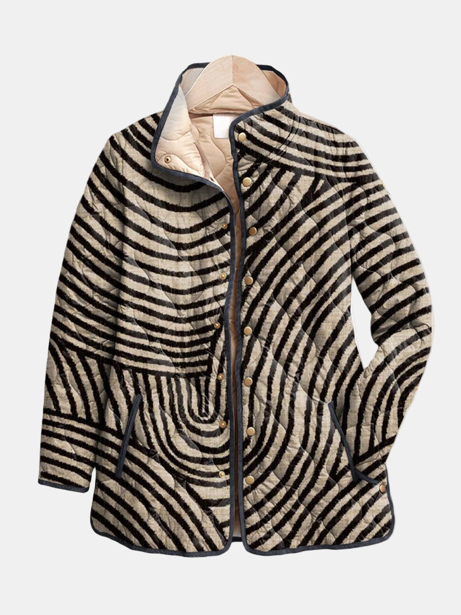 Inaya | Retro Hand-Drawn Circle Design Quilted Jacket - Rosalie and Grace