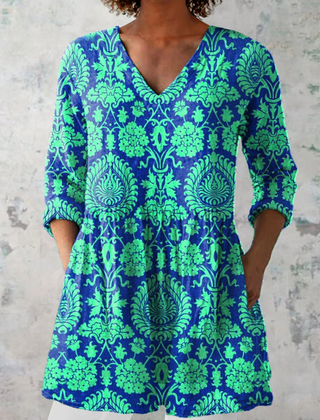 Ines | Long Blouse with V-Neck - Rosalie and Grace