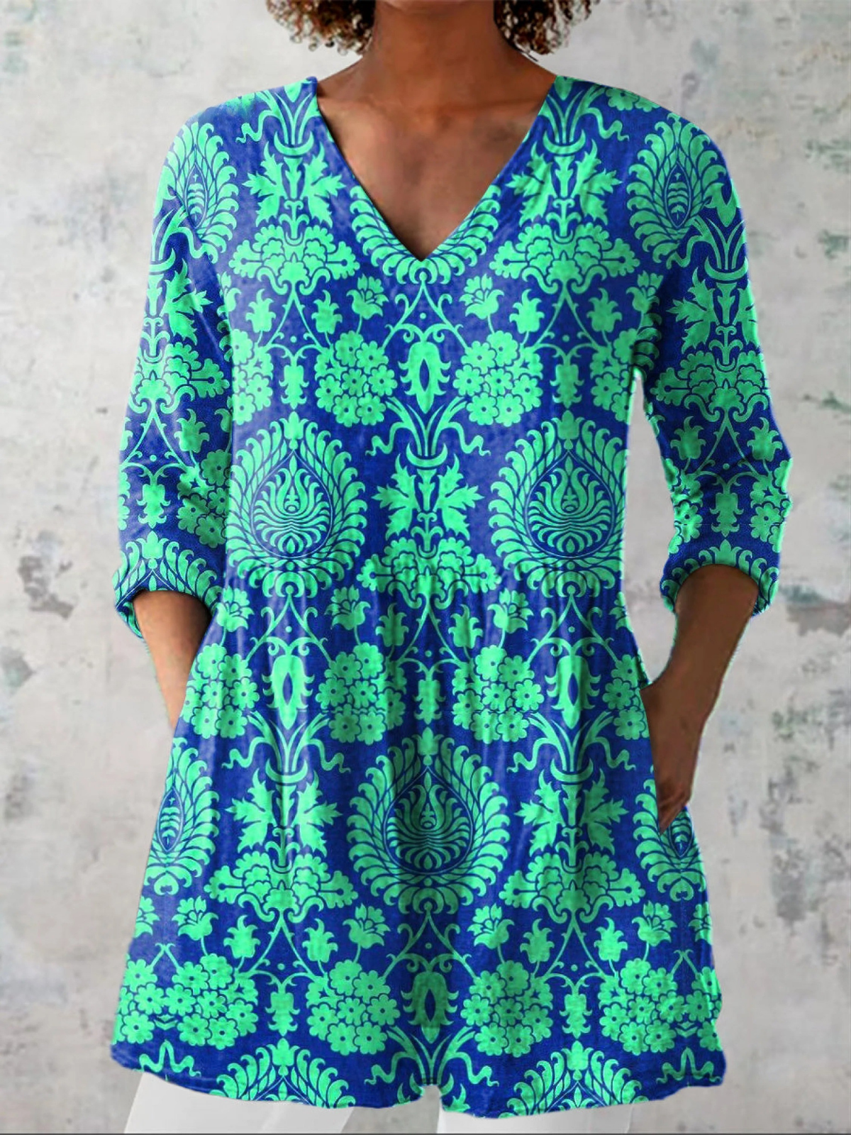 Ines | Long Blouse with V-Neck - Rosalie and Grace