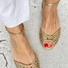 Isadora Woven Gold Sandals - Rosalie and Grace