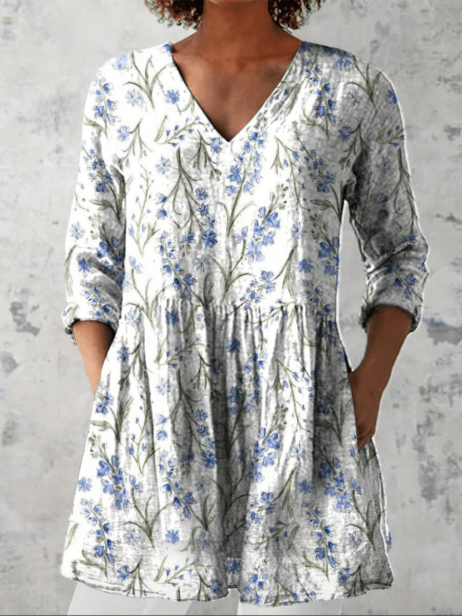 Jeanne | Long Blouse with V-Neck - Rosalie and Grace