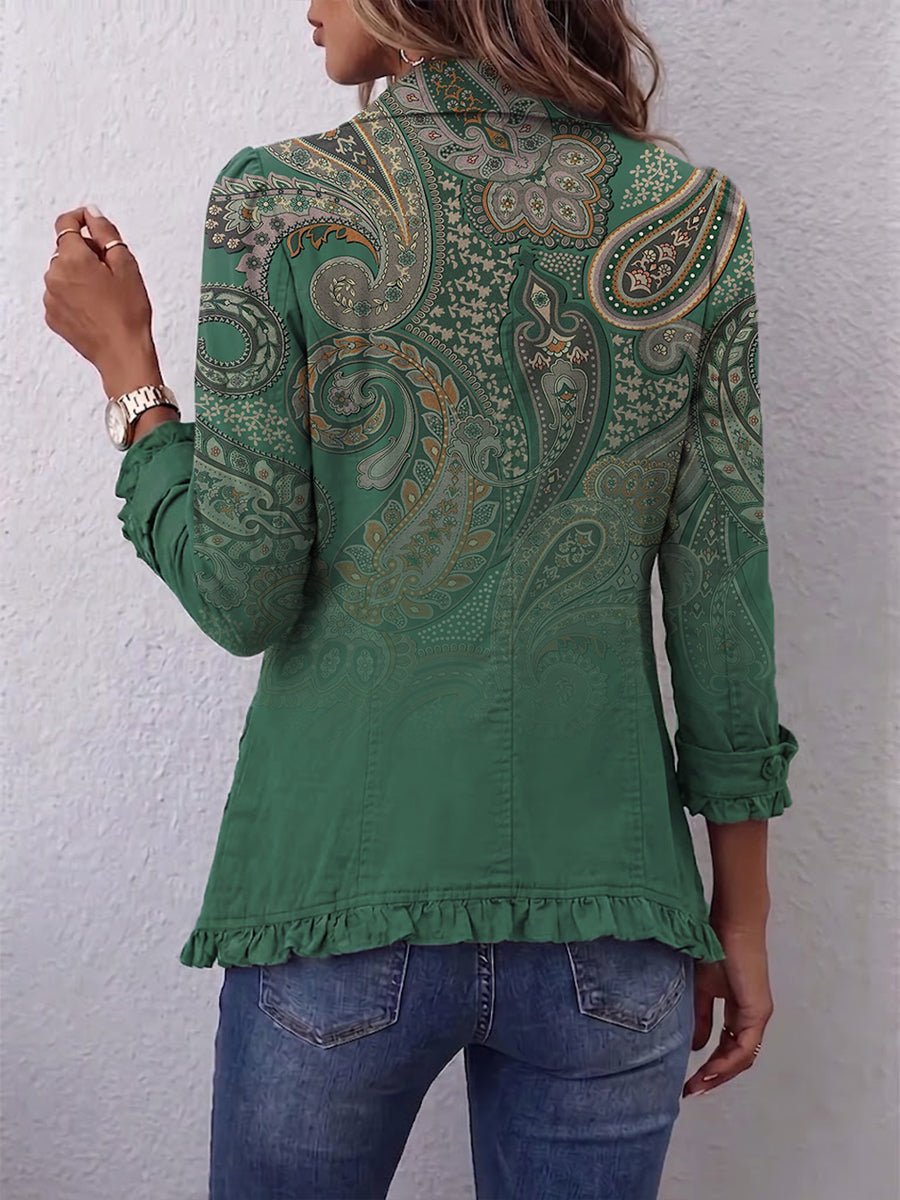 Jemara™ | Bohemian Paisley Print Ruffled Jacket - Rosalie and Grace